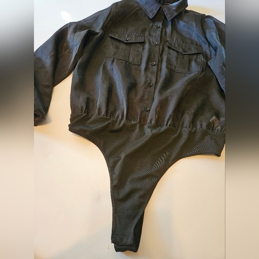 Ferriano Black Bodysuit size Large long sleeve sheer. - Picture 11 of 16